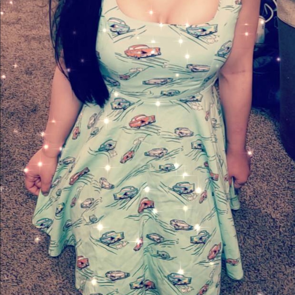 Sz Small seafoam green dress pinup retro 50s car - Picture 3 of 6